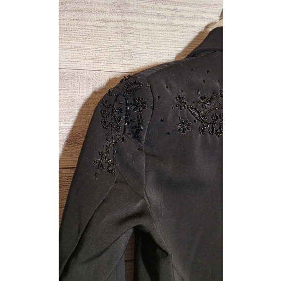 Women's Beautiful Evening Blazer Jacket Size XS Black Beaded Embroidered Pokadot - Picture 5 of 13